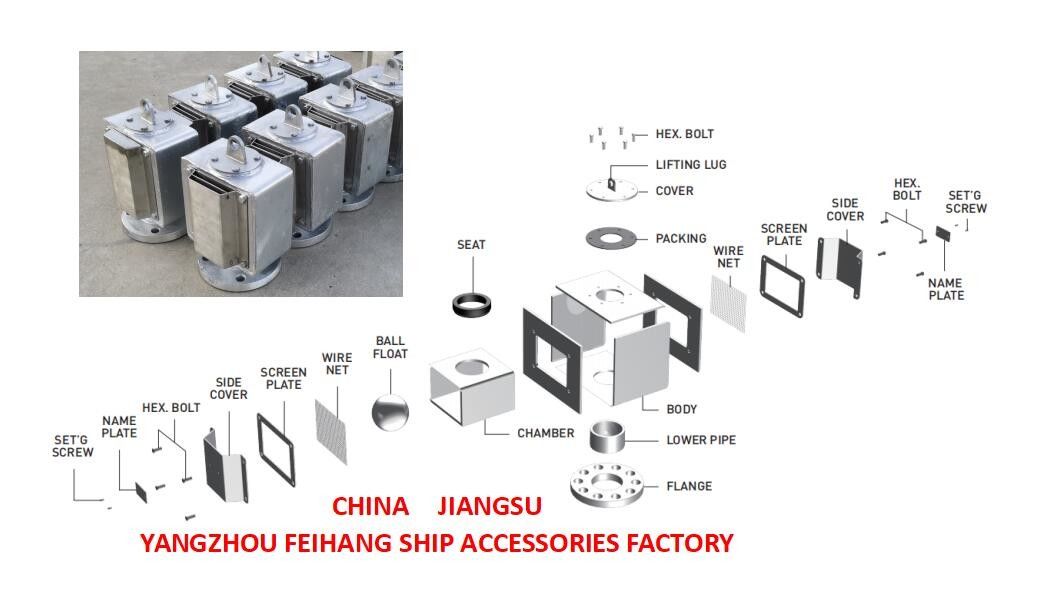 상단 탱크 공기 환기 헤드 NO.FH-100A SUS316 플라트볼 몸체와 함께 탄소 강철 핫 디프 젤바니징