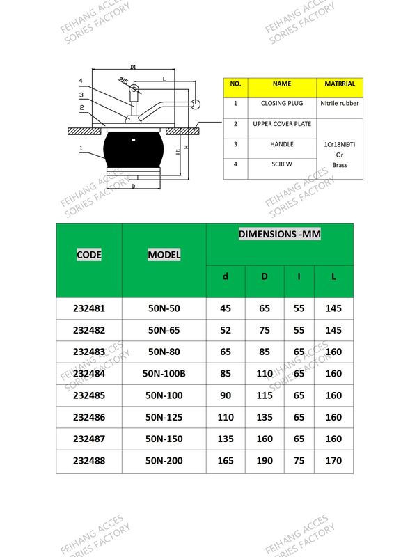 IMPA232481 50N-50 덱 스커퍼 플러그, 배관 플러그-양조 페이한그 선박 액세서리 공장