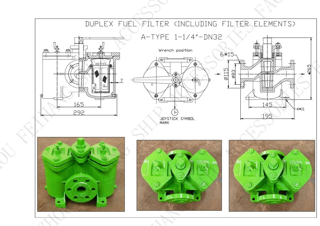 Cast Iron Flanged Duplex Oil Filter AS32 Cb/T425 연료 전송 펌프용 Cast Iron 몸체에는 스테인리스 스틸이 포함되어 있습니다