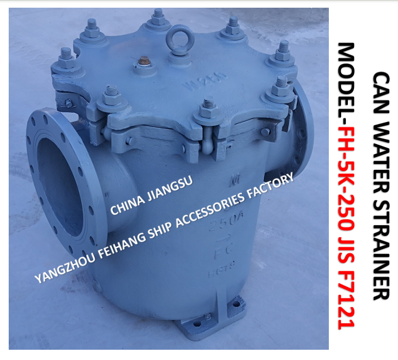 MARINE CAN WANTER STRAINERS FH-5K-250A-CAN WATER FILTERS JIS F7121 FH-5K-250A BODY - CAST IRON FILTER CARTRIDGE - STAINLESS STEEL