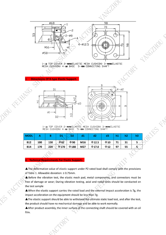 CB * 3321-88 Parameter Selection Table for Marine Metal Elastic Supports B12